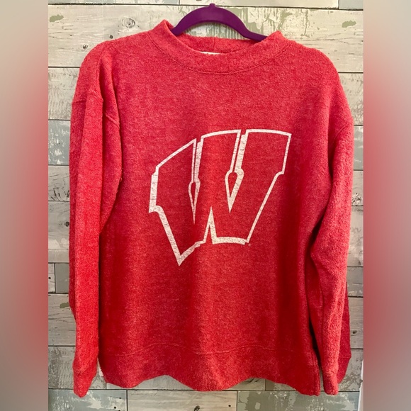 Wisconsin "Terry Cloth" Mock Neck Sweatshirt Size Small - Picture 2 of 13